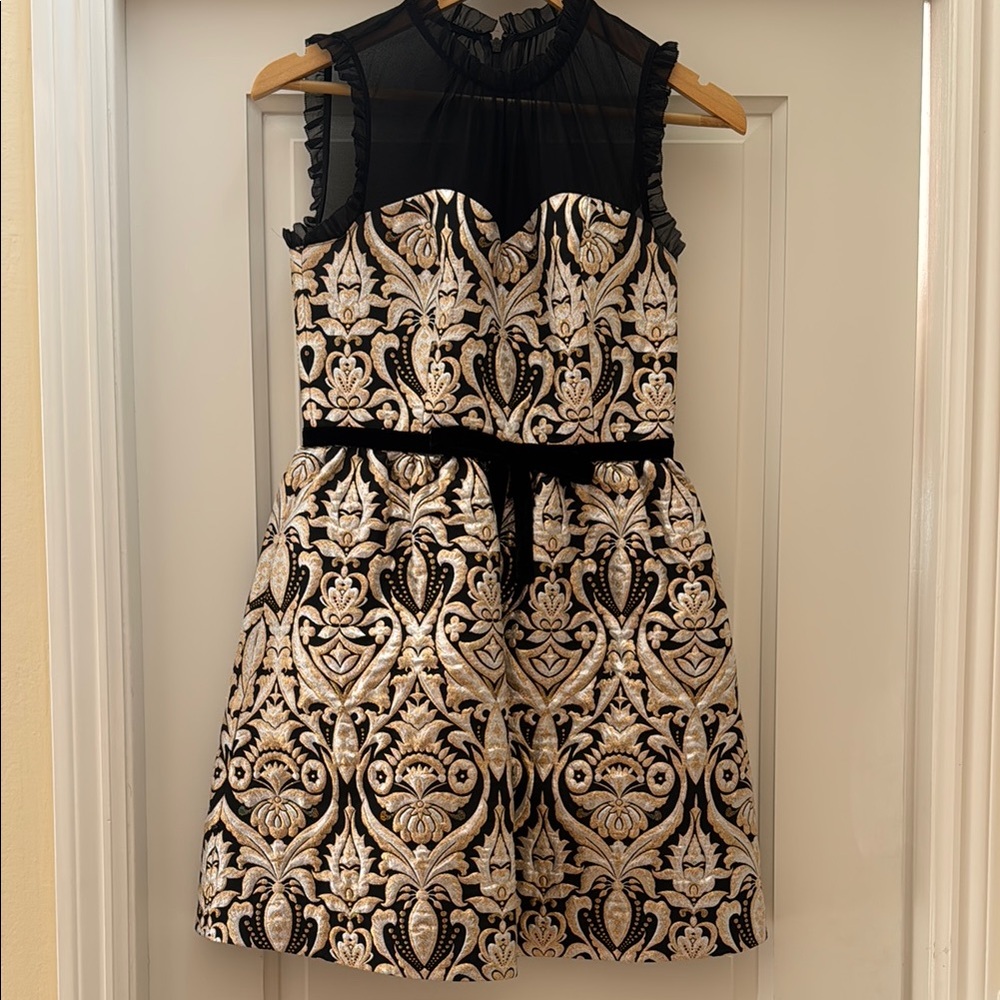 Kate Spade ♠️ Black and Gold Fit and Flare Cocktail Dress